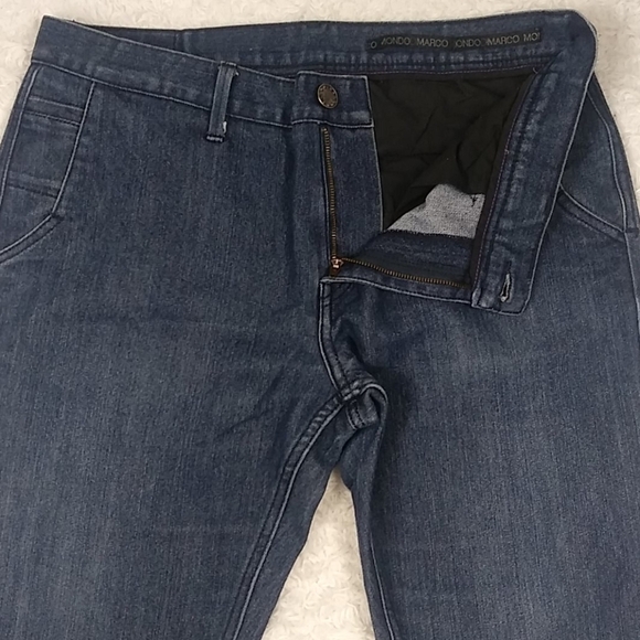 Mondo DiMarco Blue Dark Medium Wash Mid Rise Zip Up Straight Leg Denim Jean - Picture 6 of 15